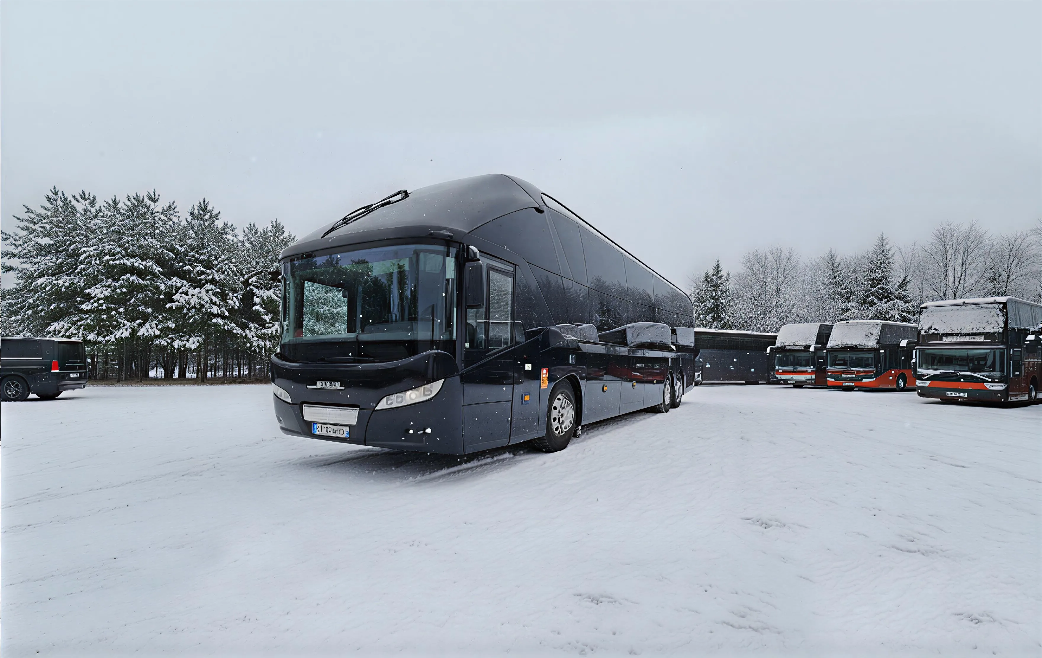 Flotte de bus représentant 5 bus autocars-soummane